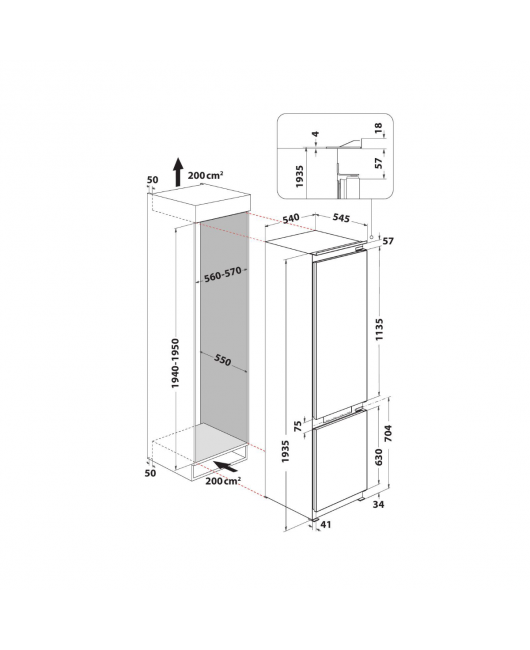 Combina frigorifica incorporabila Total NoFrost Whirlpool WHC20 T352