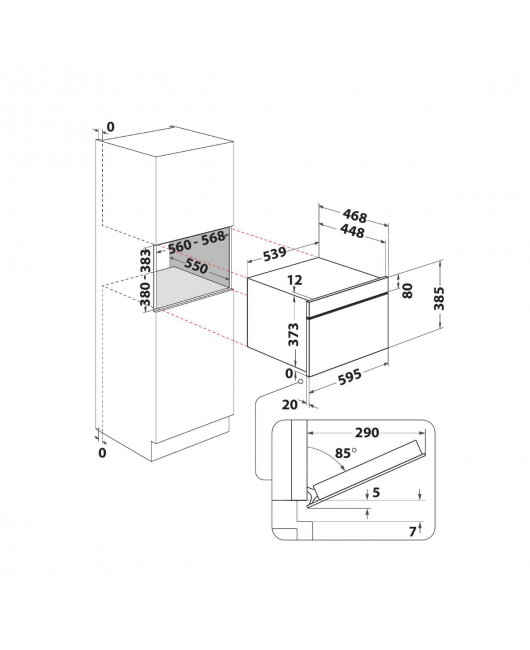 Cuptor incorporabil cu microunde si abur Whirlpool W6 MD440 BSS