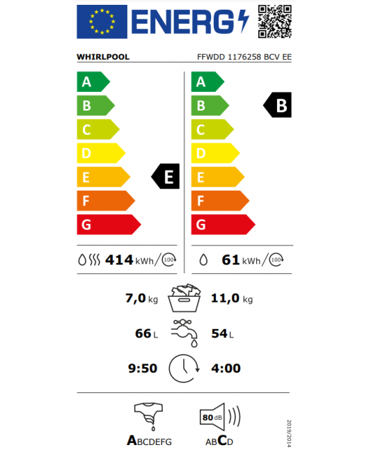 Masina de spalat rufe cu uscator Whirlpool FFWDD 1176258 BCV EE