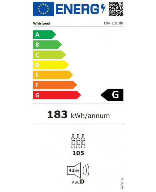 Vitrina frigorifica profesionala pentru vinuri Whirlpool ADN 231 BK