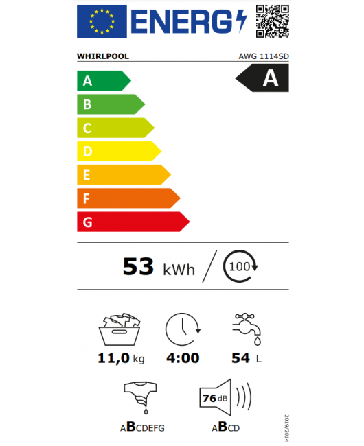 Masina de spalat rufe profesionala Whirlpool AWG 1114SD, 11 kg