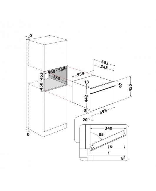Cuptor cu microunde incorporabil Whirlpool WCW9O7PHTSB, curatare hidrolitica, Touch-control, sonda de carne