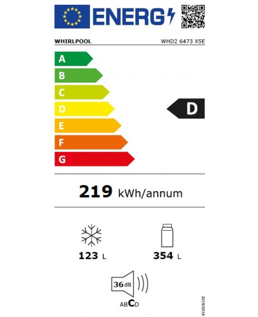 Frigider cu doua usi Full No Frost Whirlpool WHD2 6473 X5E, motor inverter