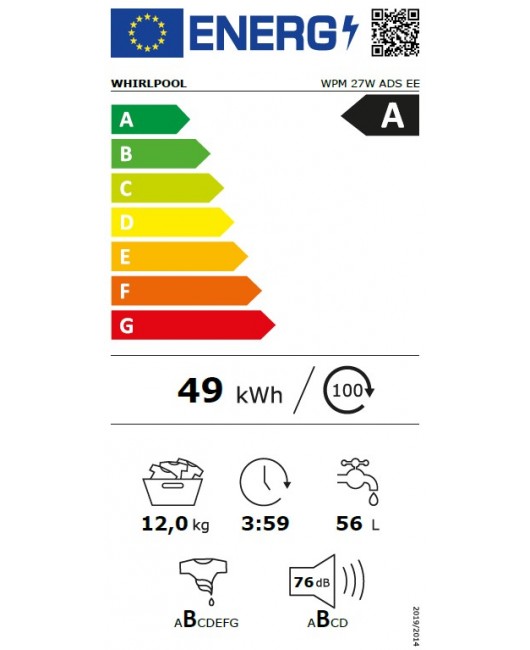 Masina de spalat rufe Whirlpool WPM 27W ADS EE, Wi-Fi