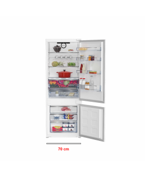 Combina frigorifica incorporabila Beko BCNE400E40SN, 70 cm latime, No Frost, 370 litri, 194 cm inaltime, Alb