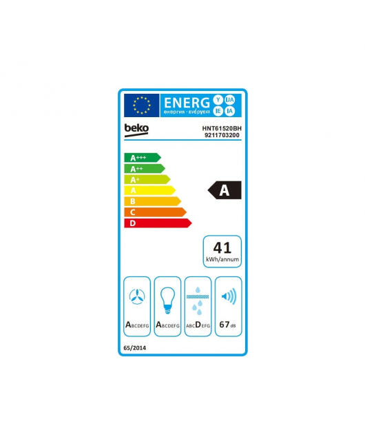 Hota incorporabila telescopica Beko HNT61520BH, 574 m3/h