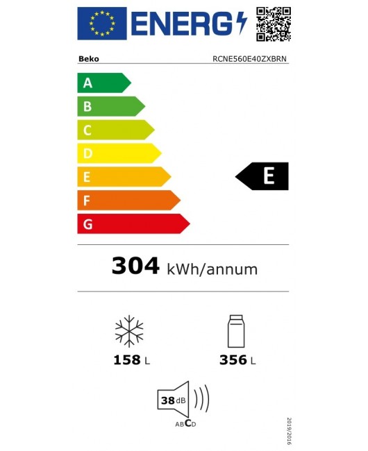 Combina frigorifica neincorporabila Beko RCNE560E40ZXBRN, latime 70 cm, No Frost, 514 litri, 192 cm inaltime, Dark Inox