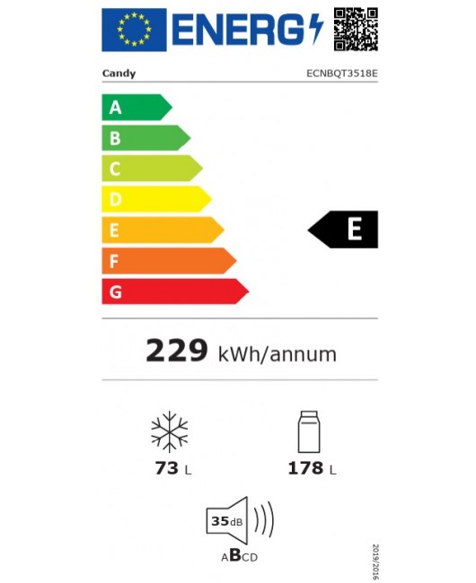 Combina frigorifica incorporabila NoFrost Candy ECNBQT3518E, control Wi-Fi