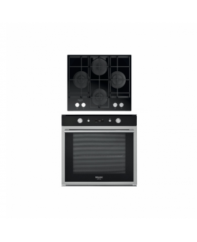 Pachet Cuptor incorporabil Hotpoint FI6 864 SH IX HA + Plita pe gaz Hotpoint HAGS 61F BK