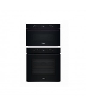 Pachet Cuptor electric incorporabil Whirlpool WOI78PT1SBA, AirFry + Cuptor incorporabil cu microunde si grill Whirlpool WMD7O4TB, autocuratare hidrolitica, negru
